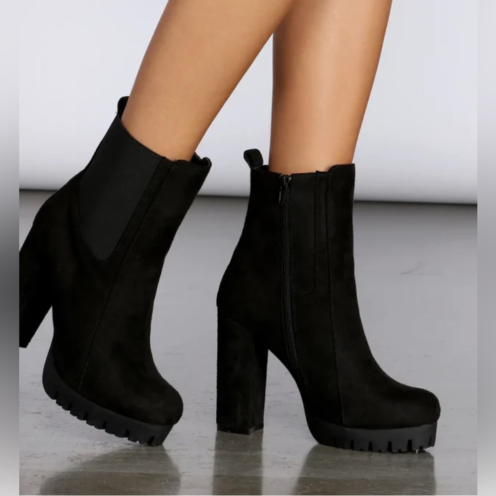 Windsor 4” Platform Black Heeled Boots